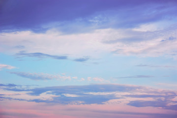 Beautiful sunset sky with colorful evening clouds.