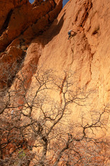 Fototapeta na wymiar Lead Climbing on Red Rock