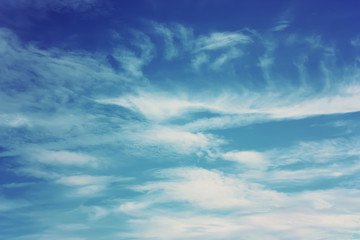 Blue sky landscape with white clouds. Natural background