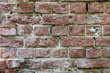 old rough red brick wall background