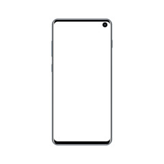 New modern frameless mobile phone mock up with blank screen isolated on white background. Vector illustration