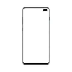 Modern frameless smartphone mockup with blank screen isolated on white background. Vector illustration