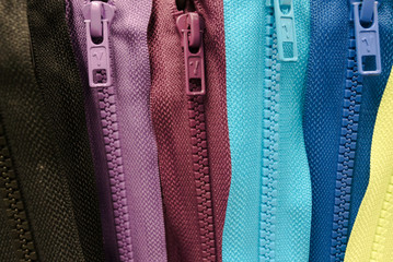 zipper many colors. rainbow zipper. unzip from plastic