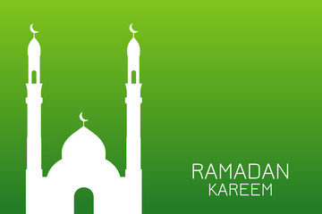 Fototapeta premium White silhouette of mosque on green background