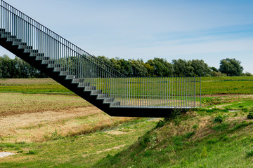 iron stairs of watching tower in national park Biesbosch, The Netherlands