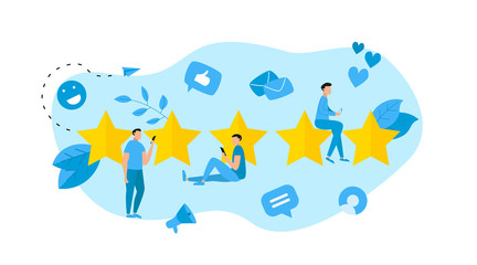 Five star customer rating. Concept of feedback.