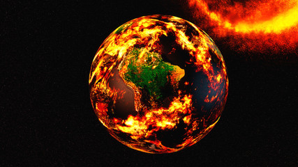 concept art of planet earth with burning atmosphere 