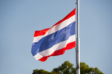 modern flag of Thailand on the flagpole