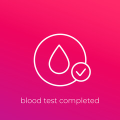 blood test completed, line icon