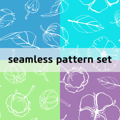 Naklejka premium Cotton bud leaf flower vector hand drawn seamless pattern, packaging, label, identity, branding. Stylish seamless pattern texture design with cotton flowers.