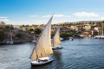 Sailboats on Nile in Aswan