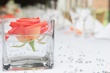 Romantic table decoration for a wedding reception