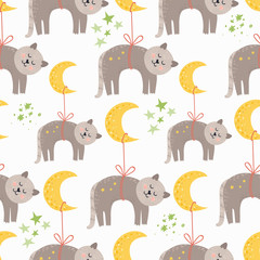 Seamless pattern with sleeping cats
