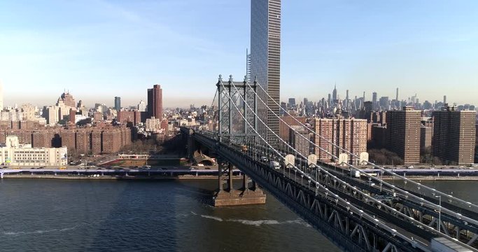 New York, Manhattan Bridge drone View
