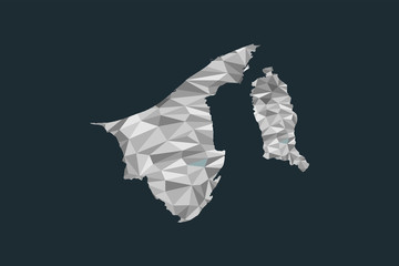 Low poly Brunei map vector of white color geometric shapes or triangles on black background illustration 