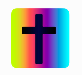 Obraz premium Neon Vector Icon - Christian Cross, Happy Easter. Button layout for website or blog