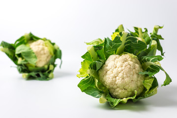 small Cauliflowers on white background 