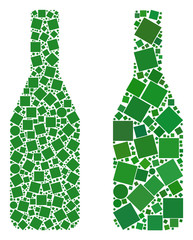 Mosaic Wine bottle icons united from circle and square elements in various sizes, positions and proportions. Vector circle and square spots are grouped into abstract mosaic wine bottle icons.