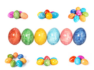 Collection of different decorative Easter eggs isolated on white background