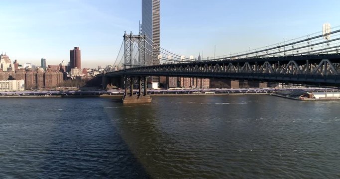 New York, Manhattan Bridge drone View