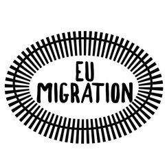 EU MIGRATION stamp on white