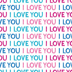 Vector seamless I love you pattern. Vector handdrawn texture