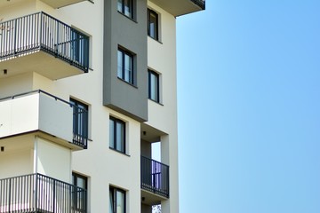 Modern european complex of apartment buildings. Fragment of a modern residential apartment building.