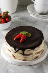 Homemade cake with icing, chocolate, cream cheese, homemade cakes, home bakery