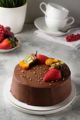 Homemade cake with icing, chocolate, cream cheese, homemade cakes, home bakery