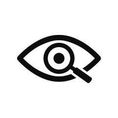 Magnifier with eye outline icon. Find icon, investigate concept symbol. Eye with magnifying glass. Appearance, aspect, look, view, creative vision icon for web and mobile – stock vector - obrazy, fototapety, plakaty