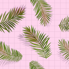 Tropical Palm Leaves Seamless Pattern. Jungle Floral Background. Summer Exotic Botanical Foliage Design with Tropic Plants for Fabric, Fashion Textile, Wallpaper. Vector illustration