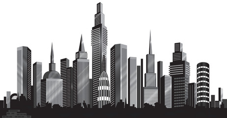 skyline with illustration
