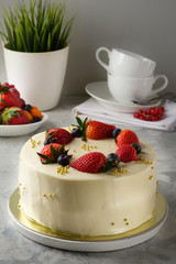 Homemade cake with icing, chocolate, cream cheese, homemade cakes, home bakery