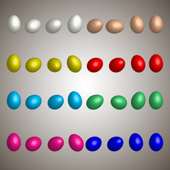 Multiple colored eggs, plowed, realistic, set, vector 3d