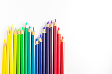 Colored pencils with white background sorted by color palettes