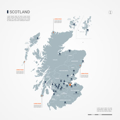 Scotland map with borders, cities, capital and administrative divisions. Infographic vector map. Editable layers clearly labeled.