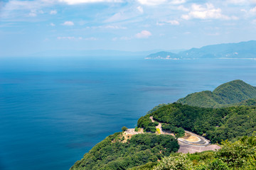Fototapeta premium View of Mikata-goko from the summit park in Fukui prejecture in Japan