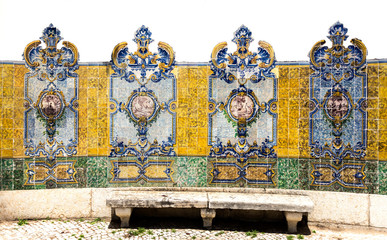 Panels of polychromatic tiles of the 19th century