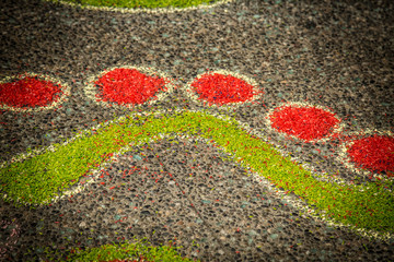 Artwork raw rice grains asphalt pattern concept creativity 