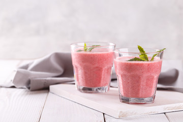 Strawberry smoothie or mikshake