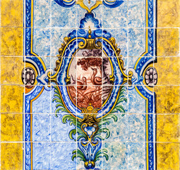 Panels of polychromatic tiles of the 19th century
