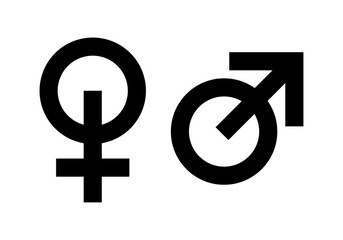 Obraz premium Icons of masculine and feminine, Man and Woman gender. Set of style black Signs isolated on white. Vector illustration in EPS10.
