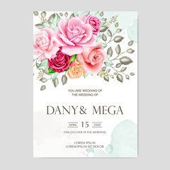 Fototapeta na wymiar beautiful watercolor floral wedding card