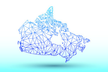 Canada map vector of blue color geometric connected lines using triangles on light background illustration meaning strong network