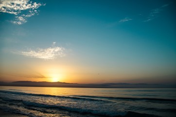 Obraz na płótnie Canvas Sunrise Photographed by the Sea Cagliari Sardinia Tourism