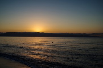 Fototapeta na wymiar Sunrise Photographed by the Sea Cagliari Sardinia Tourism