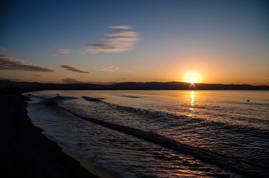 Sunrise Photographed by the Sea Cagliari Sardinia Tourism © arietedorato73