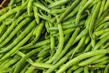 Fresh green beans ready for sale.