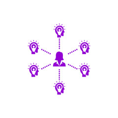 business team, creative team, lady team , group work , members, business creative team purple  color  icon