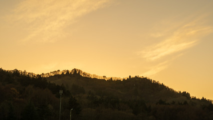 軽井沢　田園地帯の夕暮れ　秋